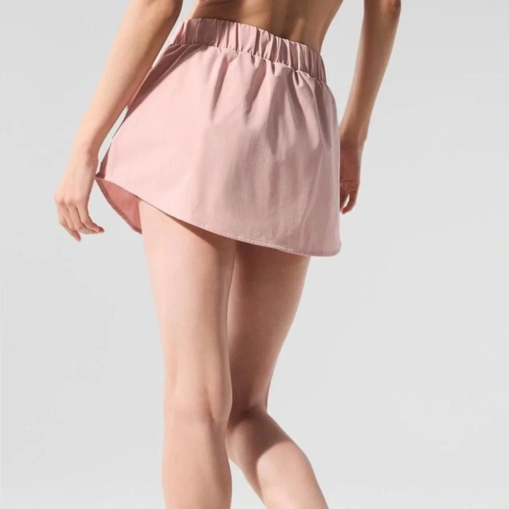 Alo Pinstripe Daylight Mini Skirt NWT Pink Quartz/White